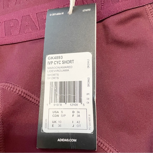 adidas x IVY PARK mesh legging shorts in maroon Size Small - Picture 11 of 12